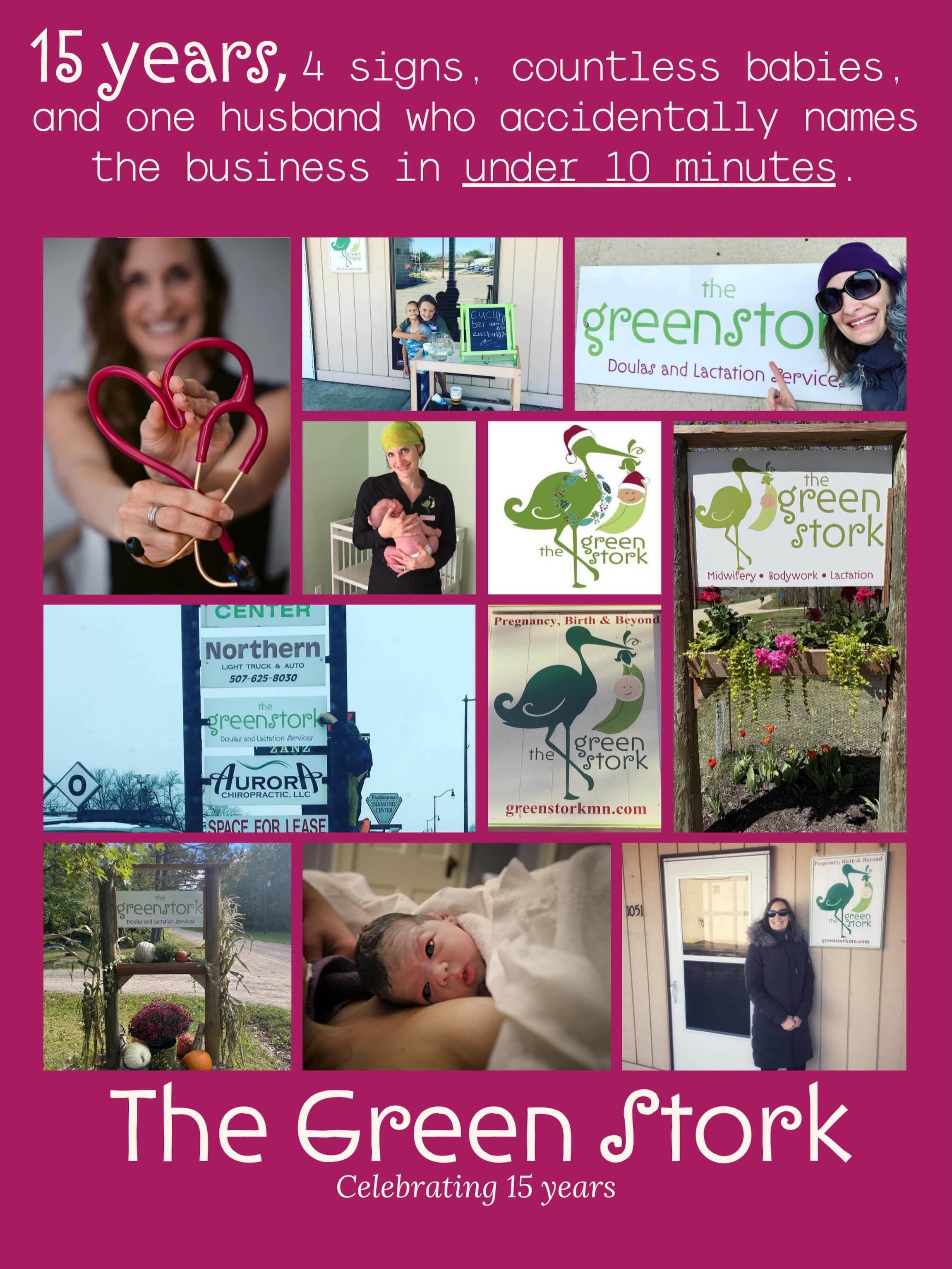 The Green Stork is celebrating 15 years this month! 🎉💚Technically, the journey started in early 2011, but it took until June to give this little side gig a name. And when I say it took until June, I mean I agonized over it for months.I wanted a name that could grow with me. A name that could hold a big dream.From the very beginning, I envisioned a place where women and families could find support through the entire childbearing year—from preconception to pregnancy, birth, postpartum, and well-woman care. A true one-stop shop for compassionate, family-centered support.Fifteen years later, that dream is still growing and evolving. Some things have changed. Some things have expanded beyond what I could have imagined. But one thing has remained exactly the same: providing care that helps families feel seen, heard, held, truly cared for, and fully supported.As we celebrate our 15th year, I thought I’d answer one of the questions I’m asked most often:Where did the name “The Green Stork” come from?At the time, I was working full-time in sales and marketing, and I knew I wanted green to be part of the brand somehow. I didn’t know if it would be in the name, but I knew the color would be there.Around the same time, our first baby was affectionately known as “The Bean” throughout my pregnancy. (In fact, we didn’t decide on his actual name until he was more than 24 hours old!) His pregnancy was also what sparked my journey into childbirth education, so I wanted to somehow incorporate that part of the story too.One morning, during our 10-minute drive to work, I was once again talking through my naming struggles with my husband. After months of me overthinking every possibility, he casually blurted out:“Why don’t you just call it The Green Stork or something?”Just like that.Done.Months of brainstorming solved in a single sentence.I immediately knew that was it.The image of a stork carrying a little bean pod popped into my head, and by the time I got to work, I had already messaged my dear friend Megan, a graphic designer, asking if she would create a logo.Continued in comments…